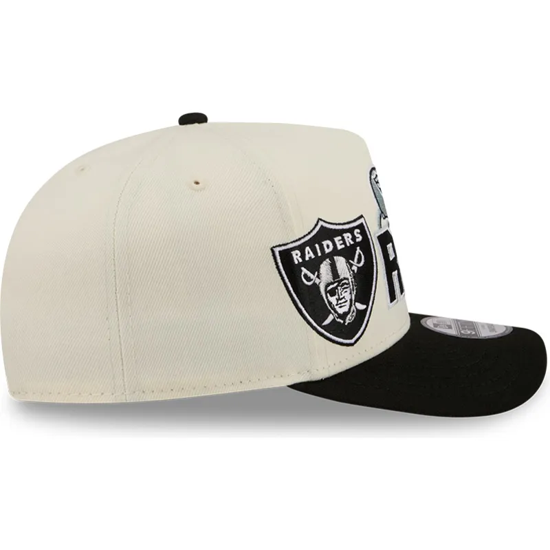 cappellino-curvo-beige-e-nero-snapback-9fifty-a-frame-classic-dei-las-vegas-raiders-nfl-di-new-era