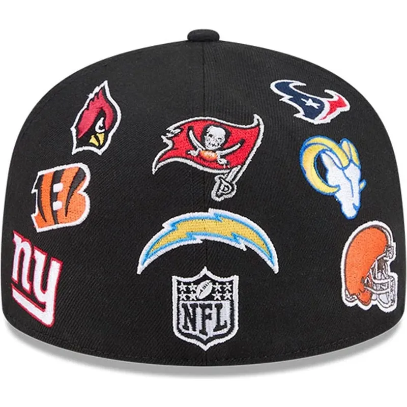 cappello-piatto-nero-aderente-59fifty-all-over-di-nfl-di-new-era