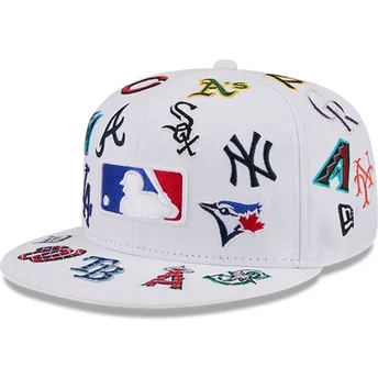 Hvid flad fitted 59FIFTY All Over kasket fra MLB fra New Era
