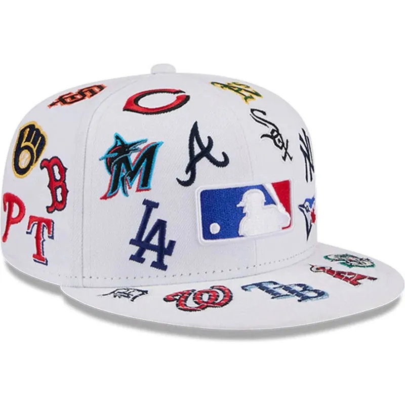 cappello-piatto-bianco-regolabile-59fifty-all-over-di-mlb-di-new-era
