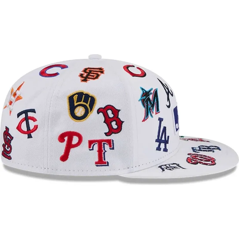 casquette-plate-blanche-ajustee-59fifty-all-over-mlb-new-era