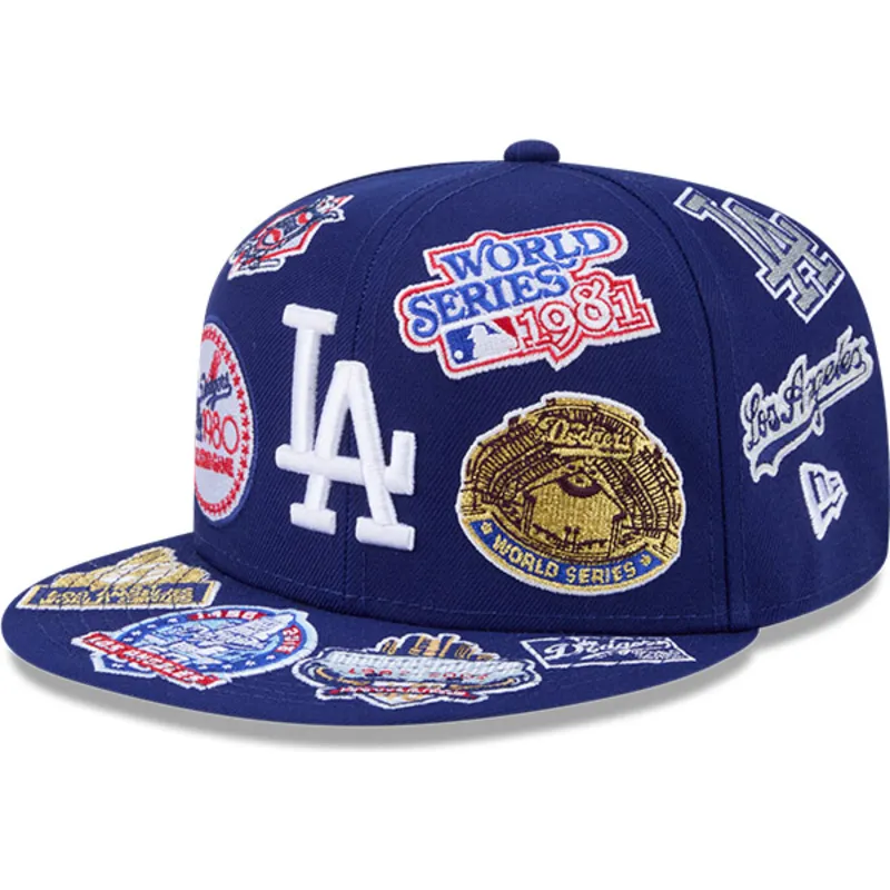 cappello-piatto-blu-regolabile-59fifty-all-over-logos-dei-los-angeles-dodgers-mlb-di-new-era