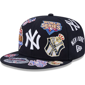 Granatowa dopasowana czapka z daszkiem 59FIFTY All Over Logos New York Yankees MLB New Era