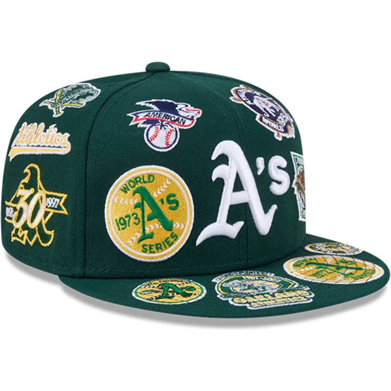 cappello-piatto-verde-chiuso-59fifty-all-over-degli-oakland-athletics-mlb-di-new-era