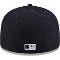 marineblaue-anliegende-59fifty-hidden-hit-flat-cap-der-new-york-yankees-mlb-von-new-era