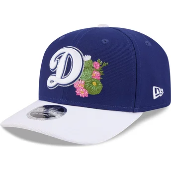 Cappellino curvo blu e bianco snapback 9SEVENTY Stretch Snap Flower di Los Angeles Dodgers MLB di New Era