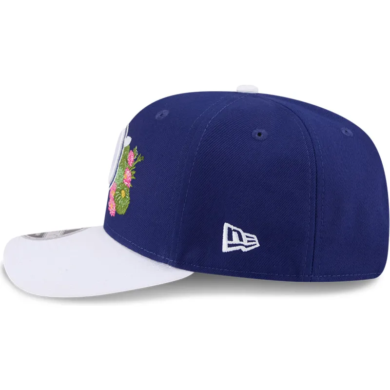 cappellino-curvo-blu-e-bianco-snapback-9seventy-stretch-snap-flower-di-los-angeles-dodgers-mlb-di-new-era