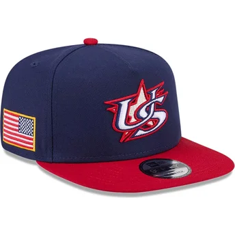 New Era Flat Brim 9FIFTY A Frame USA 2026 World Baseball Classic Navy Blue and Red Snapback Cap