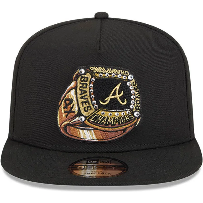 sort-flad-snapback-9fifty-a-frame-ring-kasket-fra-atlanta-braves-mlb-fra-new-era