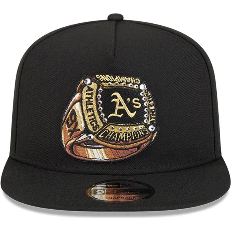 sort-flad-snapback-9fifty-a-frame-ring-kasket-fra-oakland-athletics-mlb-fra-new-era