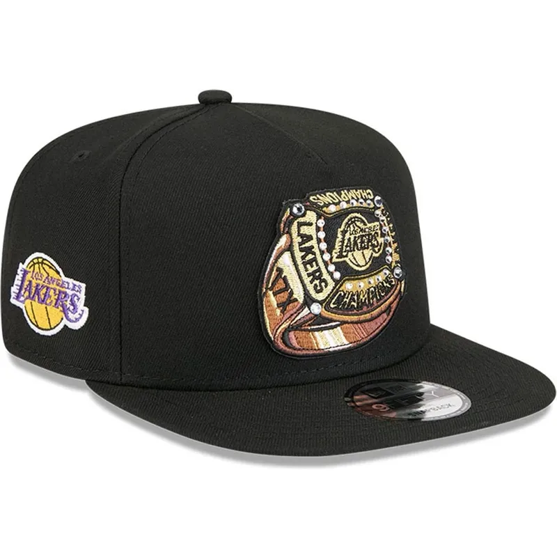 cappello-piatto-nero-snapback-9fifty-a-frame-ring-dei-los-angeles-lakers-nba-di-new-era
