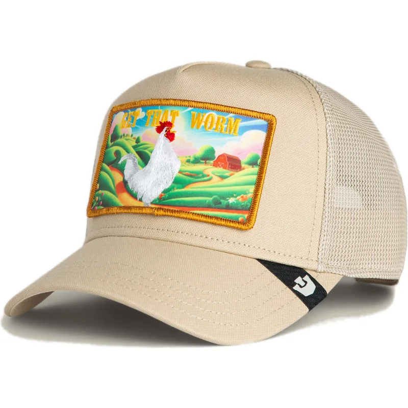 czapka-trucker-bezowa-kogut-get-that-worm-greener-grass-the-farm-od-goorin-bros