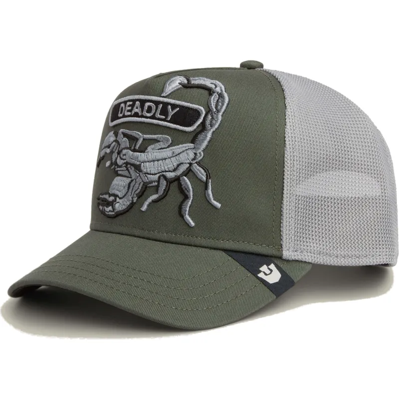 trucker-kasket-gron-skorpion-classic-rocker-deadly-the-farm-fra-goorin-bros