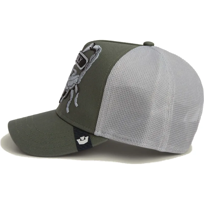 trucker-kasket-gron-skorpion-classic-rocker-deadly-the-farm-fra-goorin-bros