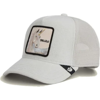 Cappellino trucker grigio unicorno Delulu Terry Cloth The Farm di Goorin Bros.