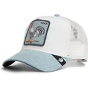 casquette-trucker-blanche-et-bleue-coq-cock-denim-rooster-the-farm-goorin-bros