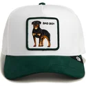 cappellino-trucker-bianco-e-verde-cane-rottweiler-microsuede-bad-boy-the-farm-di-goorin-bros