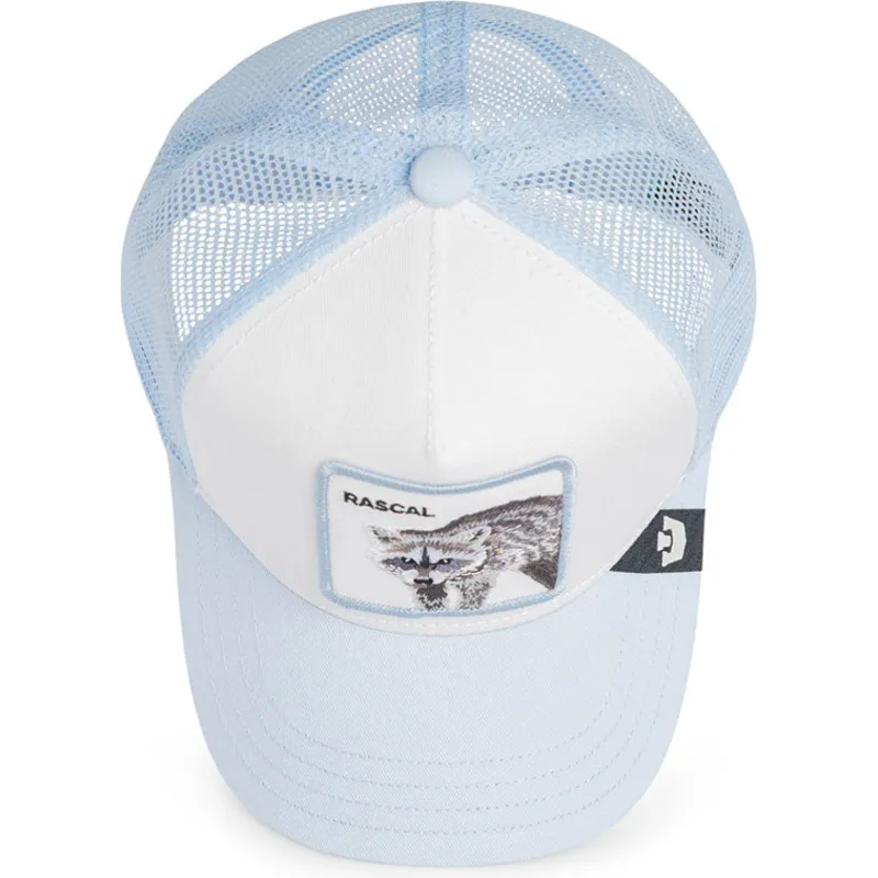 cappellino-trucker-azzurro-per-bambino-procione-rascal-raccoon-mini-the-farm-di-goorin-bros