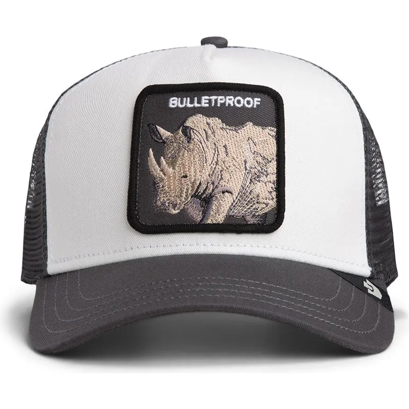 hvid-og-gra-trucker-kasket-naesehorn-bulletproof-the-farm-fra-goorin-bros