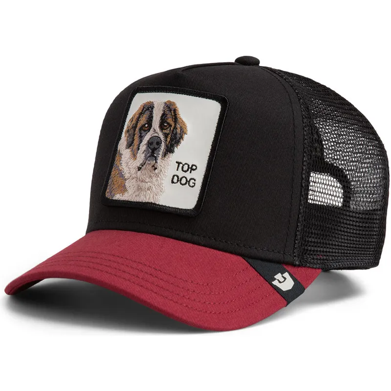 trucker-kasket-sort-og-rod-hund-crush-top-dog-the-farm-fra-goorin-bros