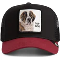 casquette-trucker-noire-et-rouge-chien-crush-top-dog-the-farm-goorin-bros