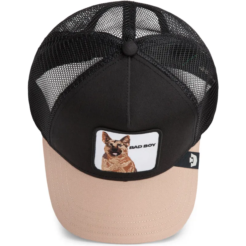 casquette-trucker-noire-et-beige-chien-berger-allemand-the-bad-boy-the-farm-goorin-bros