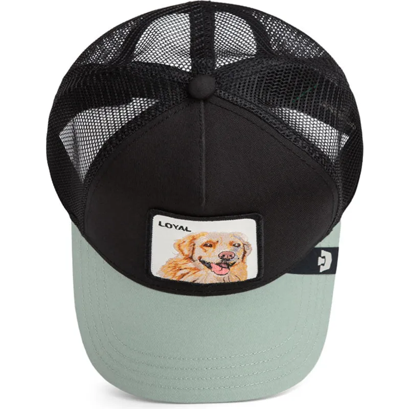 trucker-kasket-sort-og-gron-hund-labrador-retriever-the-loyal-dog-the-farm-fra-goorin-bros