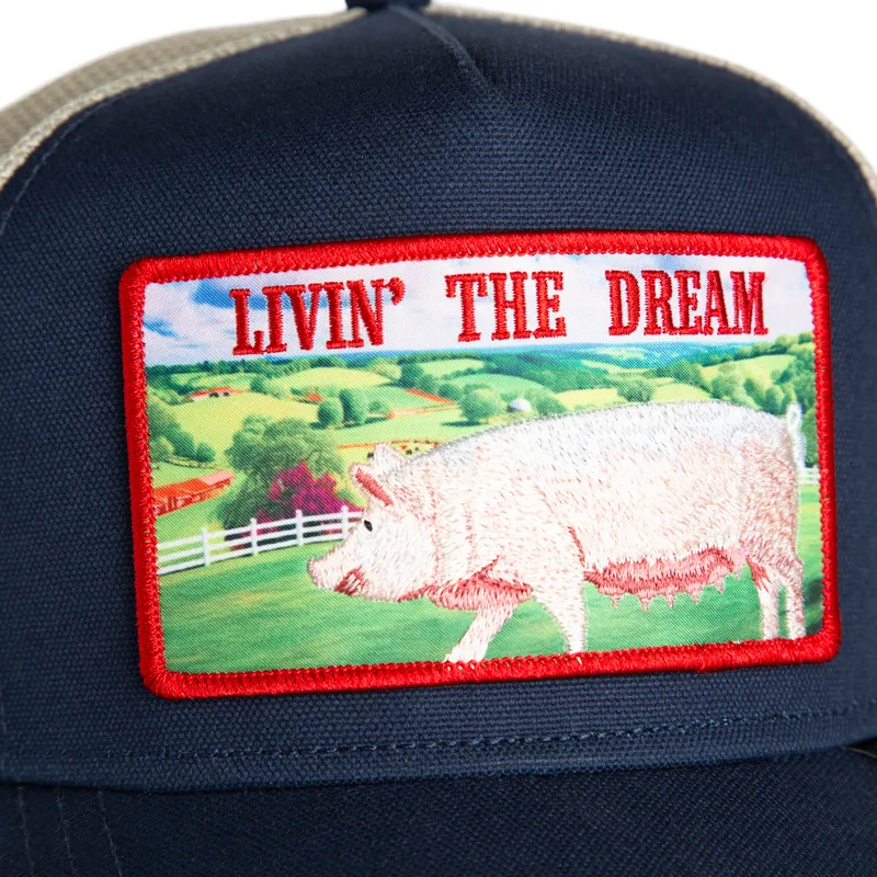 trucker-kasket-marinebla-gris-livin-the-dream-greener-grass-the-farm-fra-goorin-bros