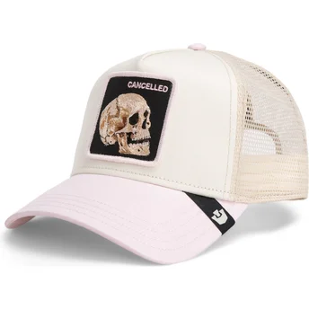 Gorra trucker beige y rosa calavera The Cancelled Skull Whisper The Farm de Goorin Bros.