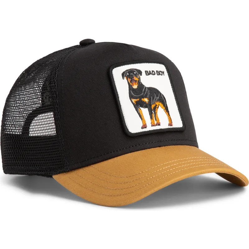 gorra-trucker-negra-y-marron-perro-rottweiler-bad-boy-the-farm-de-goorin-bros