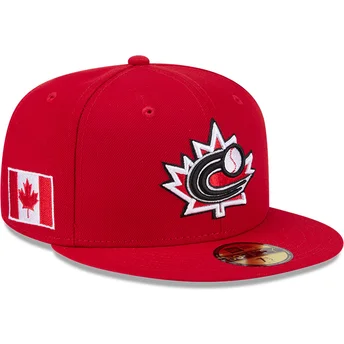 Casquette plate rouge ajustée 59FIFTY Canada 2026 World Baseball Classic New Era