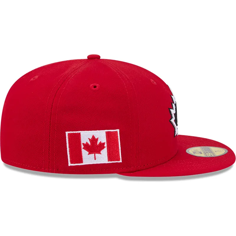 cappello-piatto-rosso-aderente-59fifty-canada-2026-world-baseball-classic-di-new-era