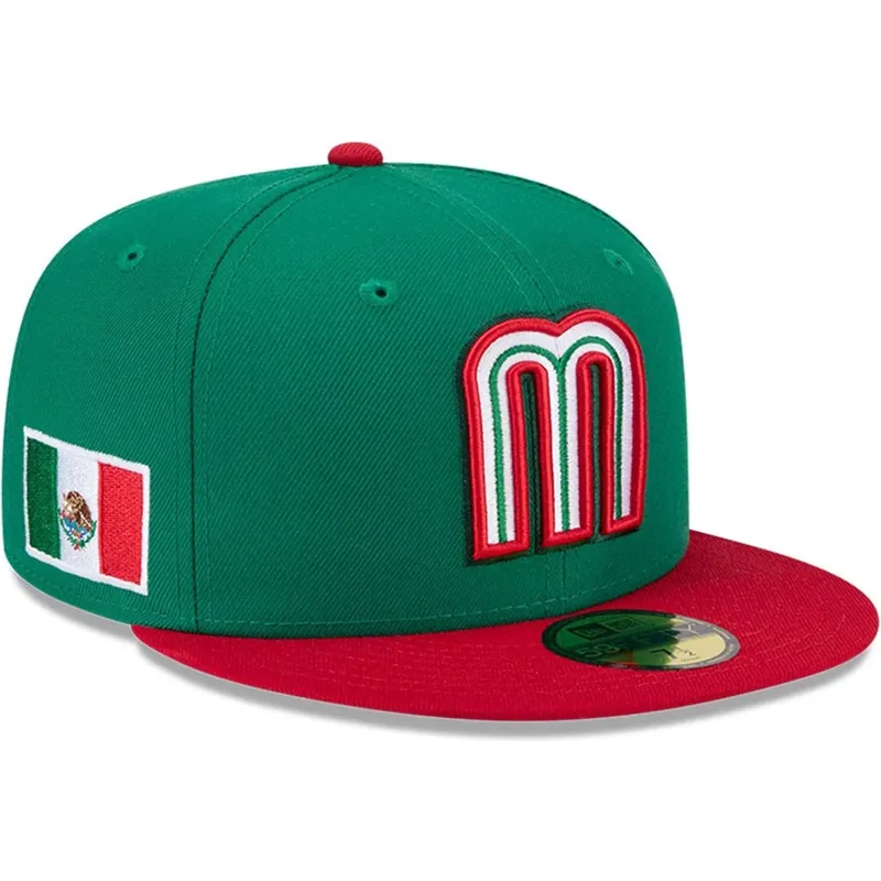 cappello-piatto-verde-regolabile-59fifty-mexico-2026-world-baseball-classic-di-new-era
