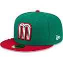 cappello-piatto-verde-regolabile-59fifty-mexico-2026-world-baseball-classic-di-new-era