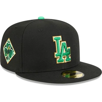 Cappello piatto nero aderente 59FIFTY Saint Patrick's Day dei Los Angeles Dodgers MLB di New Era