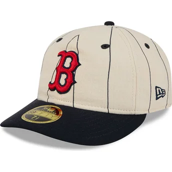 Buet beige fitted kasket 59FIFTY Retro Crown Linen fra Boston Red Sox MLB fra New Era