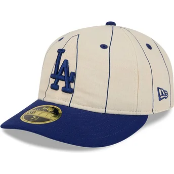 Cappellino curvo beige regolabile 59FIFTY Retro Crown Linen dei Los Angeles Dodgers MLB di New Era