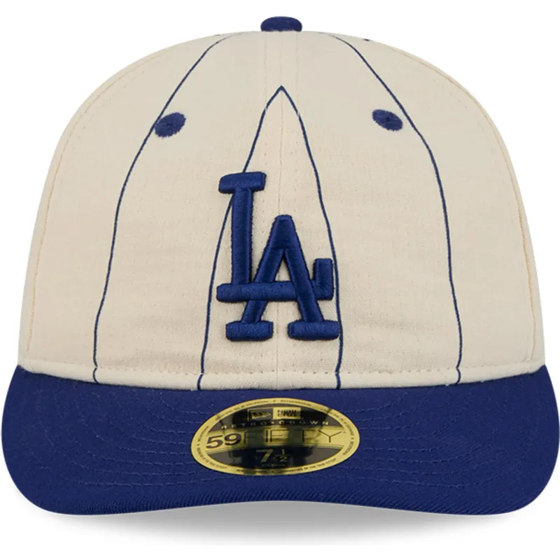 bojd-beige-justerad-keps-59fifty-retro-crown-linen-los-angeles-dodgers-mlb-fran-new-era