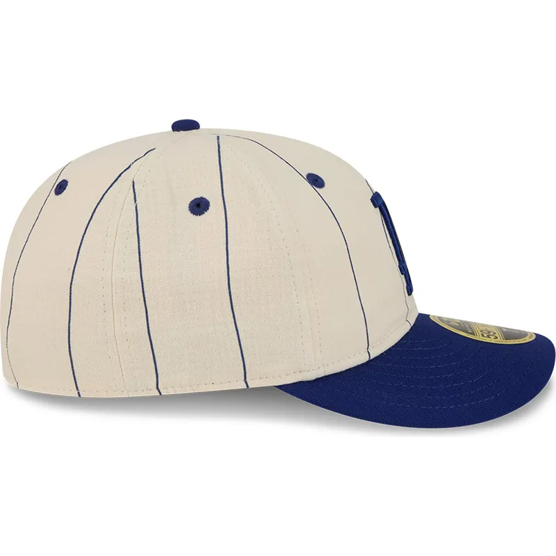 bezowa-dopasowana-czapka-z-zakrzywionym-daszkiem-59fifty-retro-crown-linen-los-angeles-dodgers-mlb-new-era