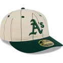 cappellino-curvo-beige-chiuso-59fifty-retro-crown-linen-di-oakland-athletics-mlb-di-new-era