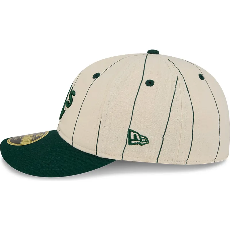 cappellino-curvo-beige-chiuso-59fifty-retro-crown-linen-di-oakland-athletics-mlb-di-new-era