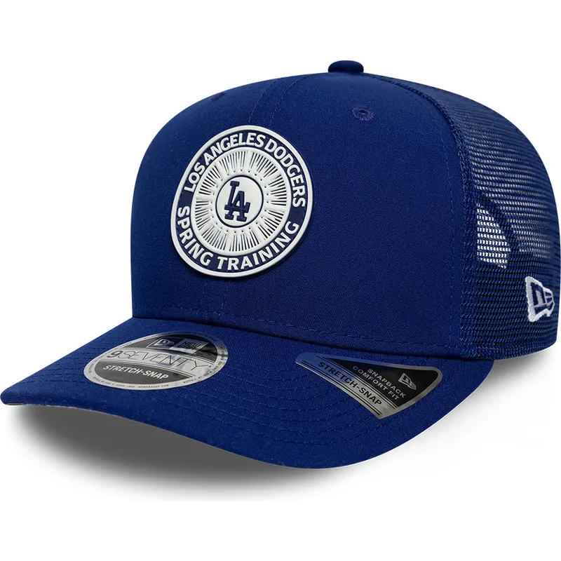 blaue-trucker-kappe-9seventy-stretch-snap-circle-spring-training-der-los-angeles-dodgers-mlb-von-new-era