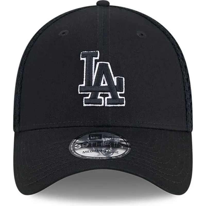 casquette-trucker-noire-ajustee-avec-logo-noir-39thirty-evergreen-neo-los-angeles-dodgers-mlb-new-era