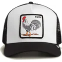 trucker-kasket-hvid-og-sort-hane-cock-rooster-the-farm-fra-goorin-bros