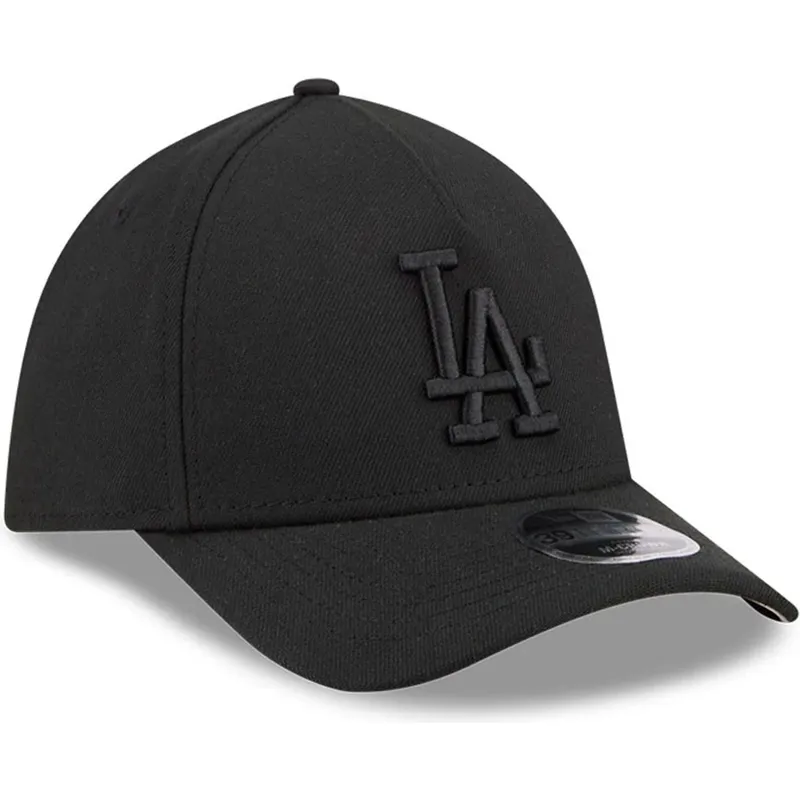 casquette-courbee-noire-ajustee-avec-logo-noir-39thirty-m-crown-a-frame-los-angeles-dodgers-mlb-new-era
