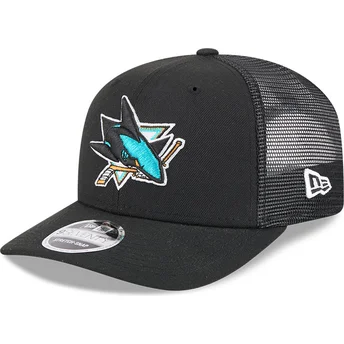 Schwarze Trucker-Kappe 9SEVENTY Stretch Snap Evergreen San Jose Sharks NHL von New Era