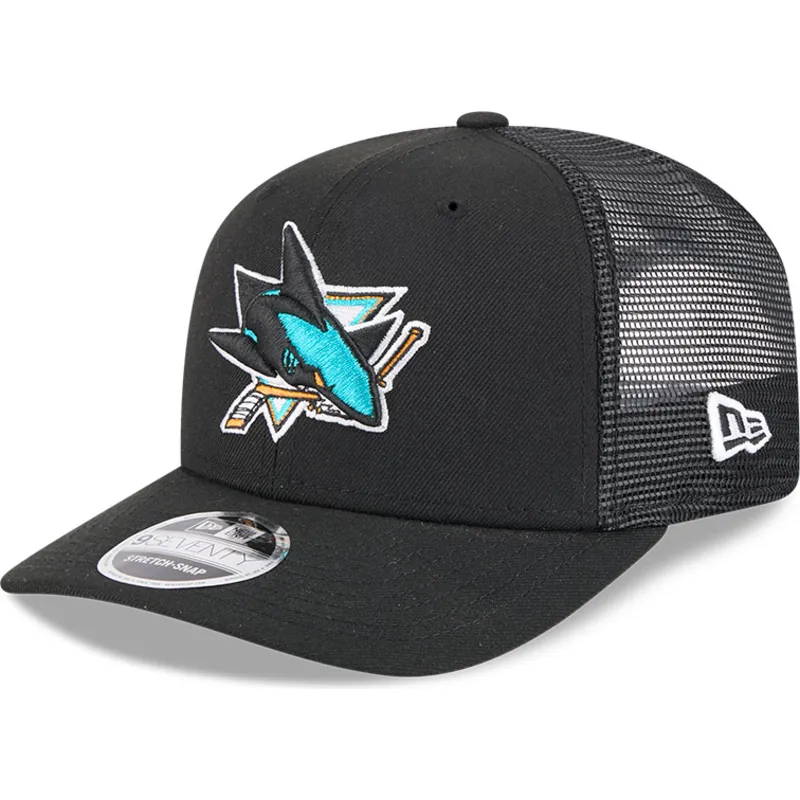 cappellino-trucker-nero-9seventy-stretch-snap-evergreen-di-san-jose-sharks-nhl-di-new-era