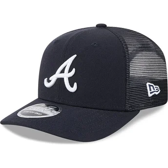 Casquette trucker bleue marine 9SEVENTY Stretch Snap Evergreen Atlanta Braves MLB New Era