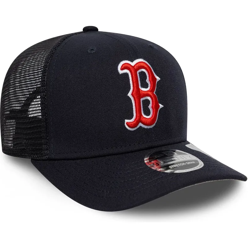 marinebla-trucker-kasket-9seventy-stretch-snap-evergreen-fra-boston-red-sox-mlb-fra-new-era