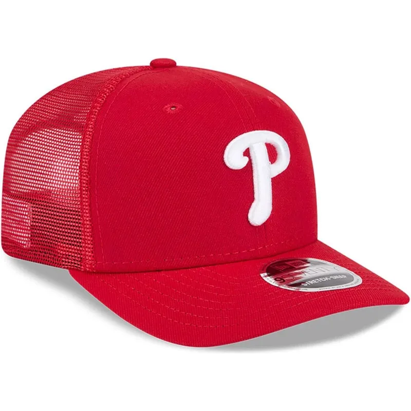 rote-trucker-kappe-9seventy-stretch-snap-evergreen-der-philadelphia-phillies-mlb-von-new-era